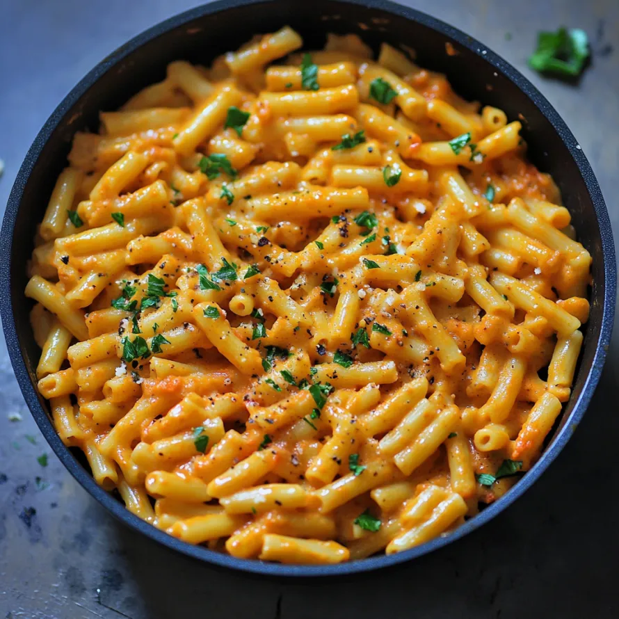A bowl of macaroni and cheese.