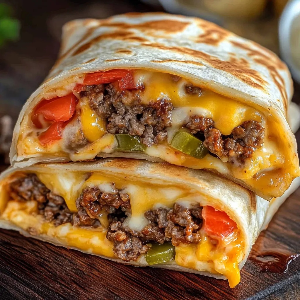 A burrito with meat and cheese.