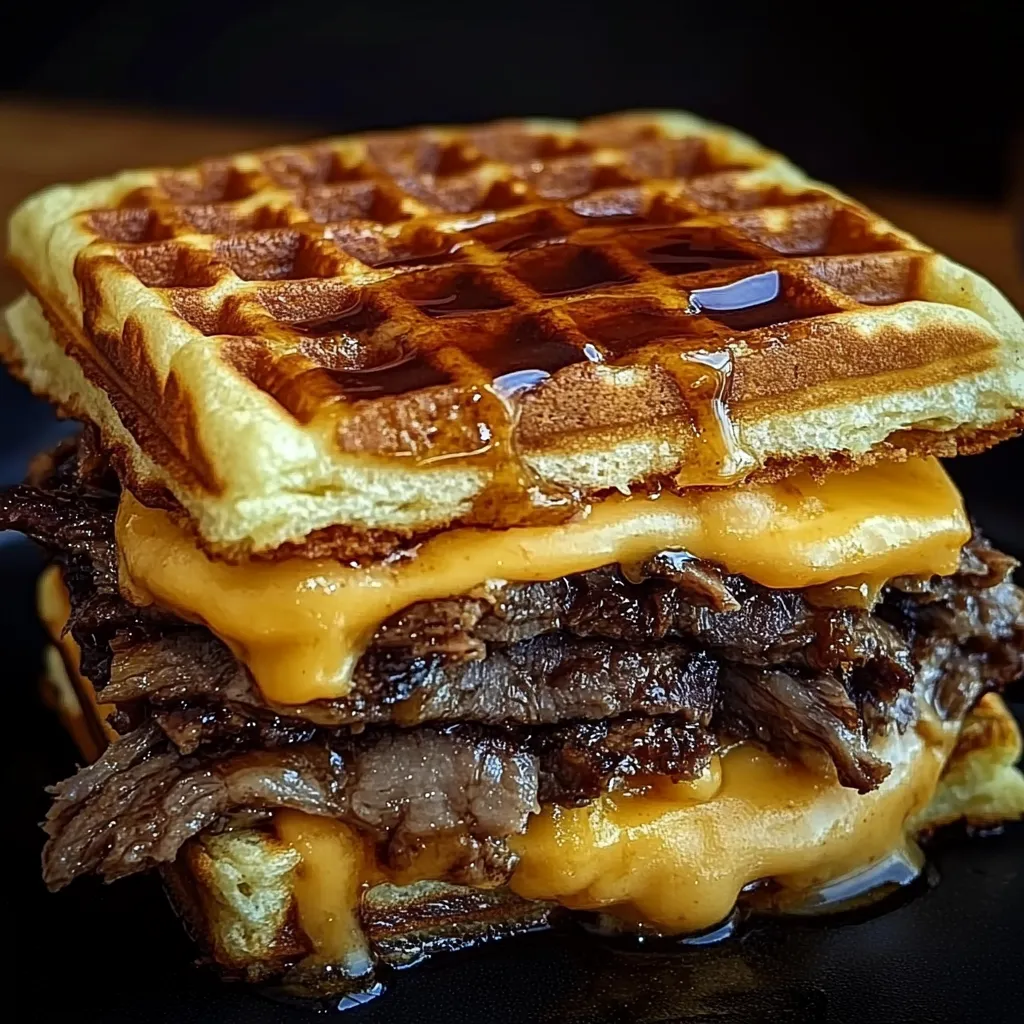 Bourbon-Maple Brisket Grilled Cheese Wafflewich
