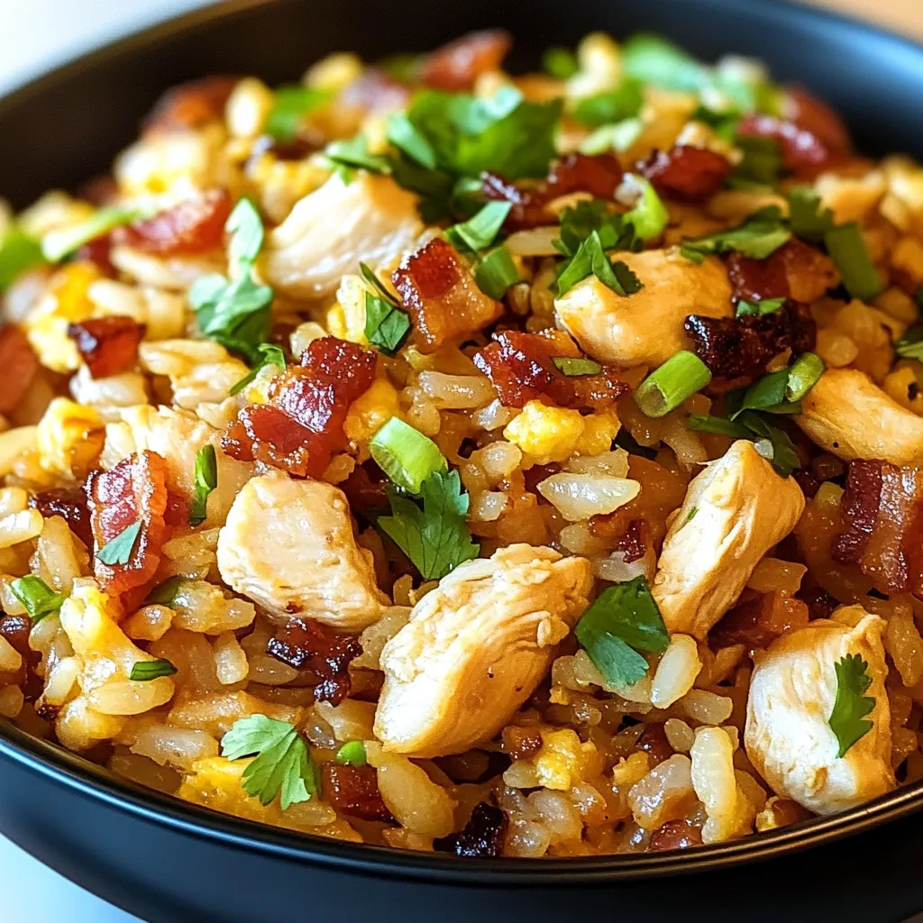 A bowl of rice and chicken.
