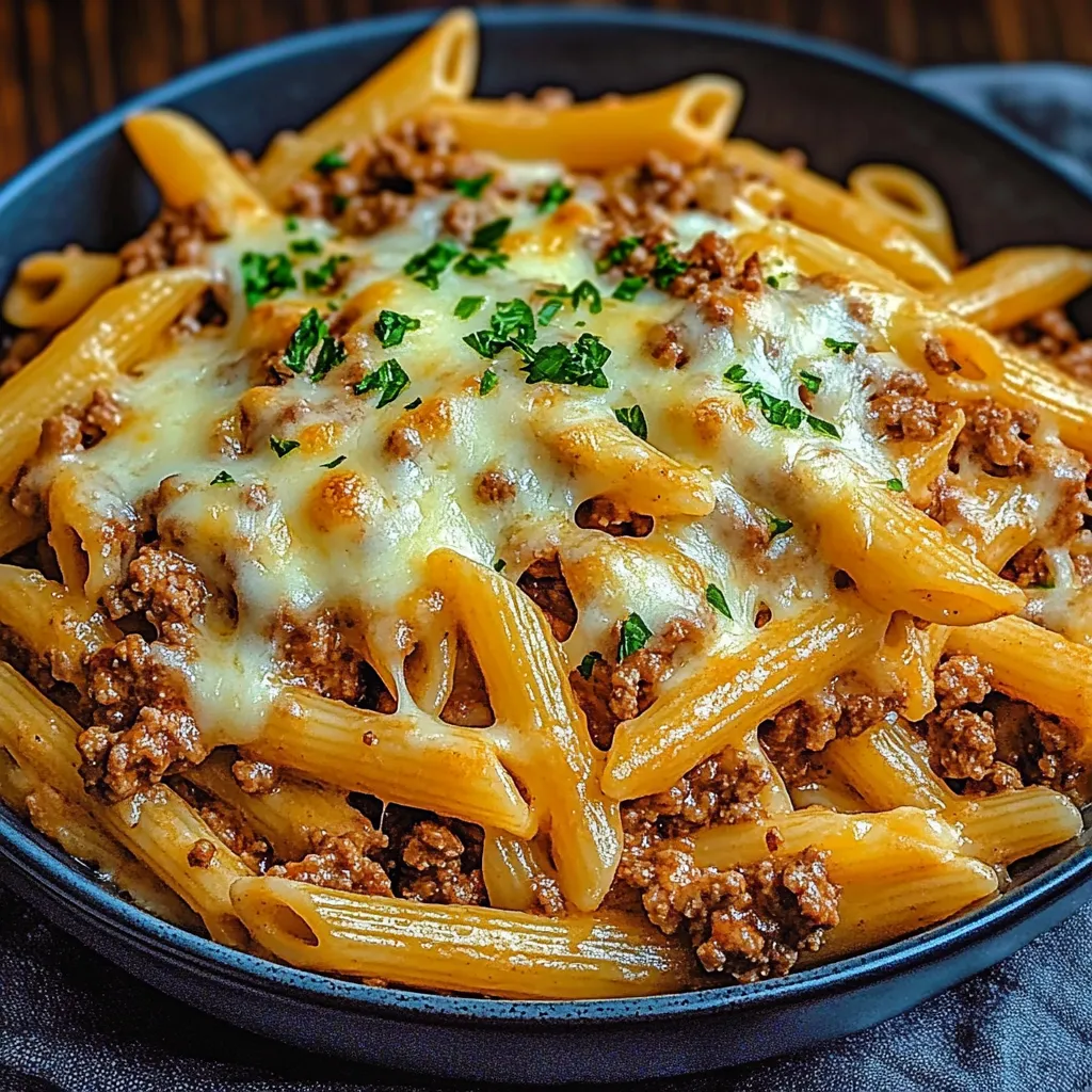 Cheesy Penne with Ground Beef