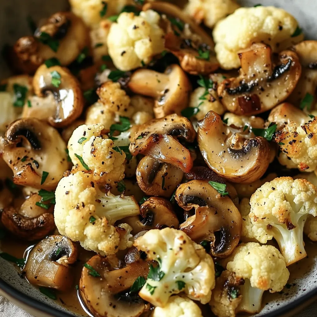 Garlic Cauliflower and Mushrooms