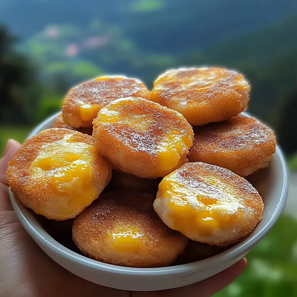 A bowl of doughnuts with a view of the mountains.