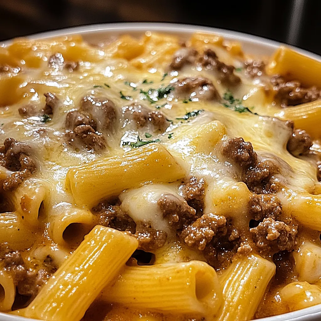 A bowl of macaroni and cheese.