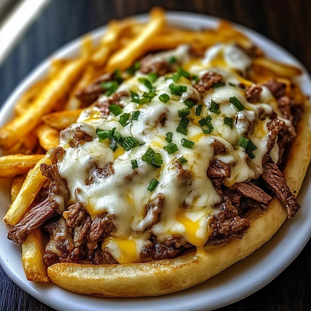 A plate of food with fries and meat.