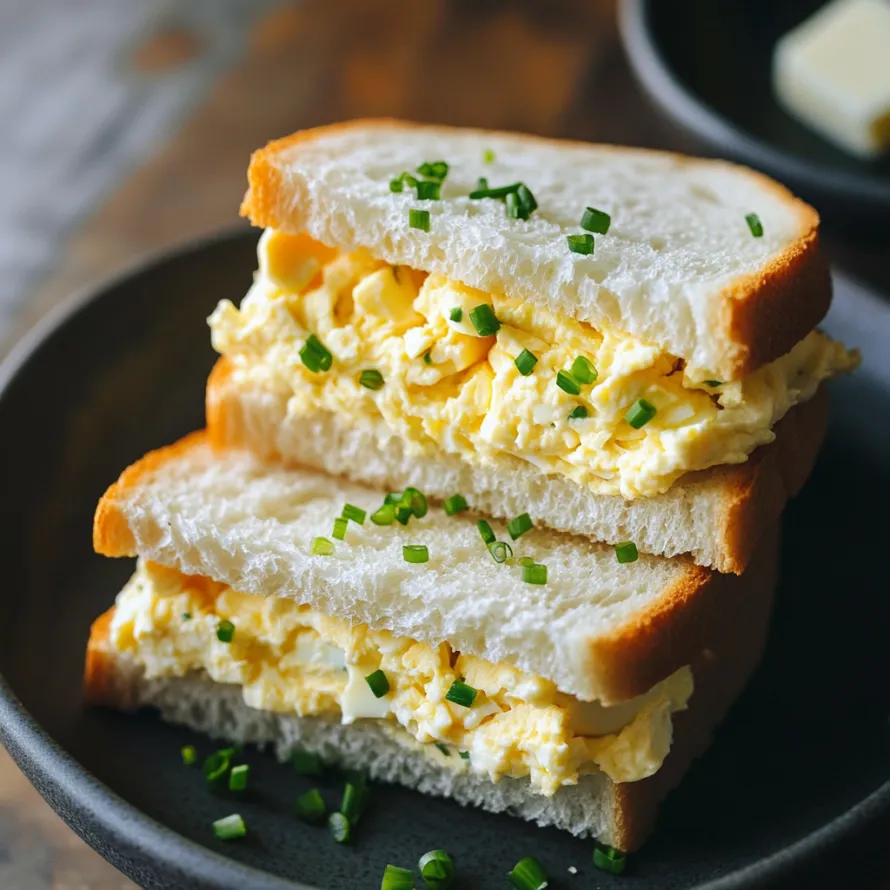 Two sandwiches stacked on a plate.