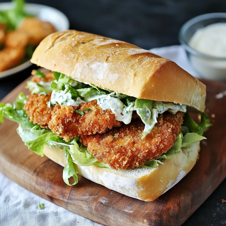 A sandwich with lettuce and tartar sauce.