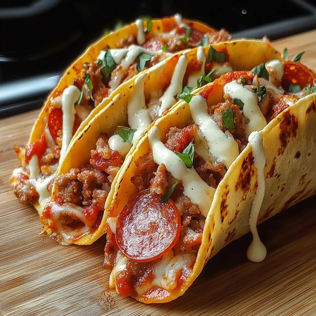 Two tacos with meat and cheese on a wooden table.