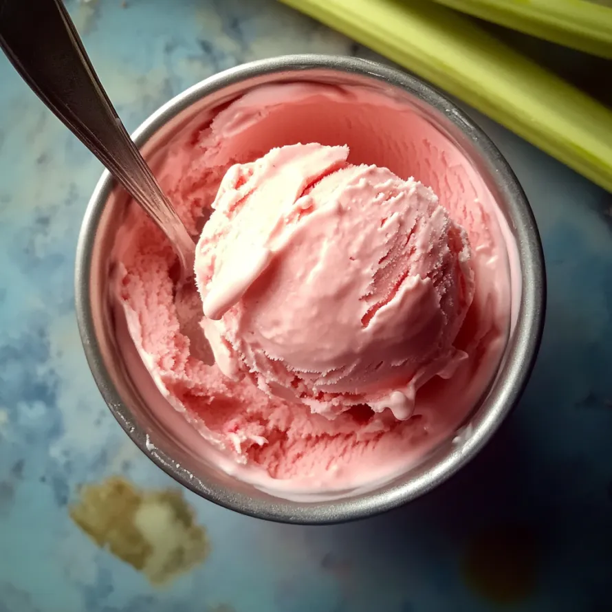 A scoop of pink ice cream in a metal bowl.
