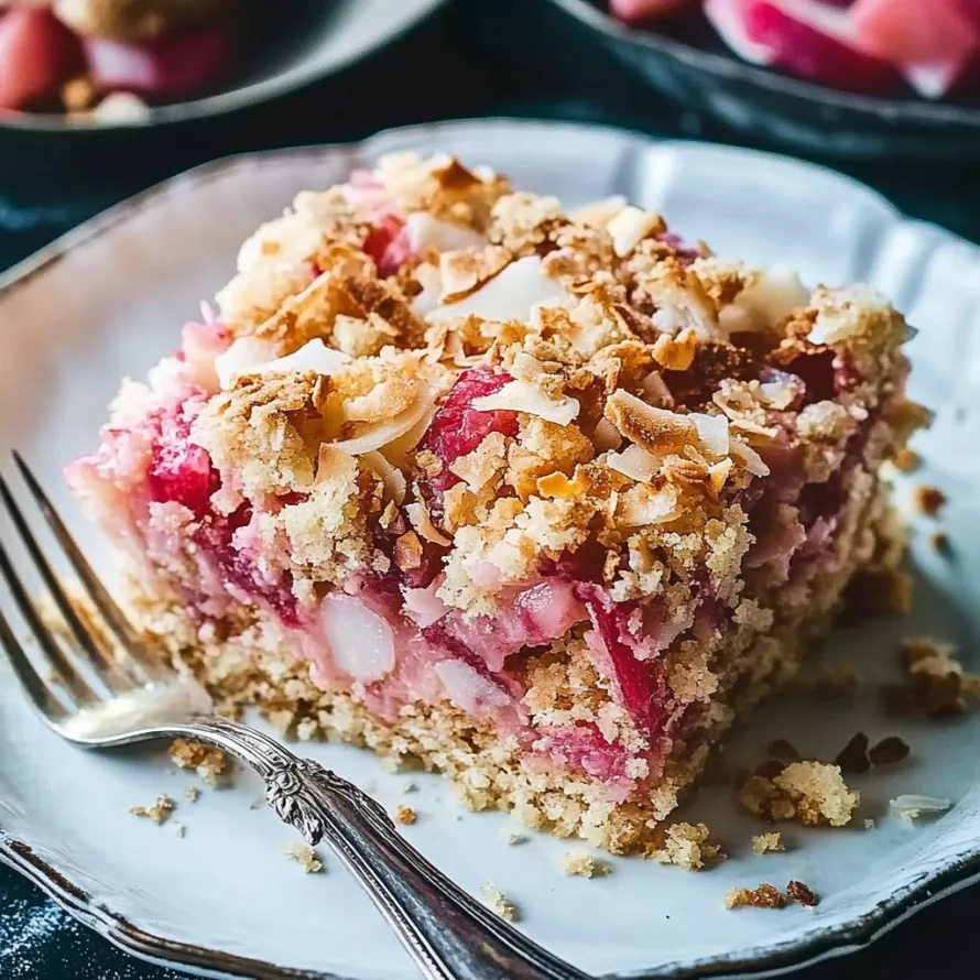 A slice of cake with coconut on top.