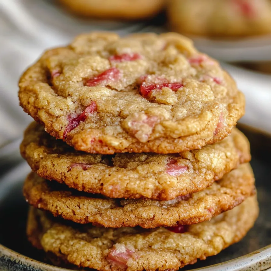A stack of cookies on a plate.