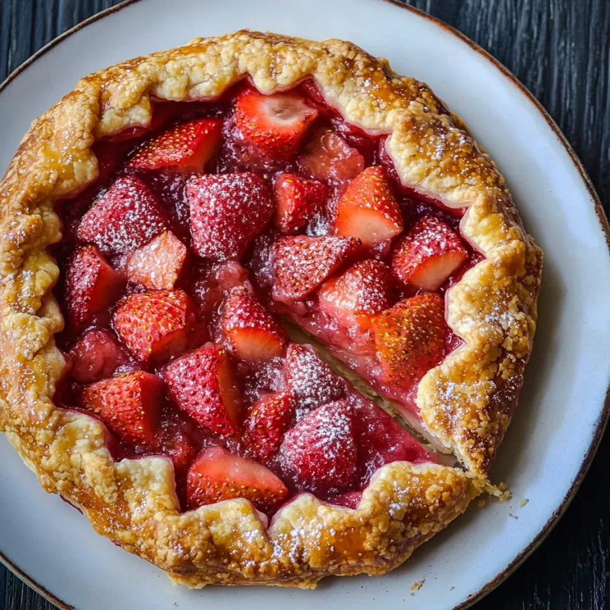 A slice of strawberry pie on a plate.