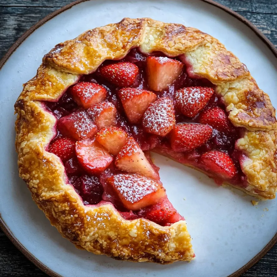 A slice of strawberry pie on a plate.