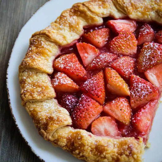 A slice of strawberry pie on a plate.