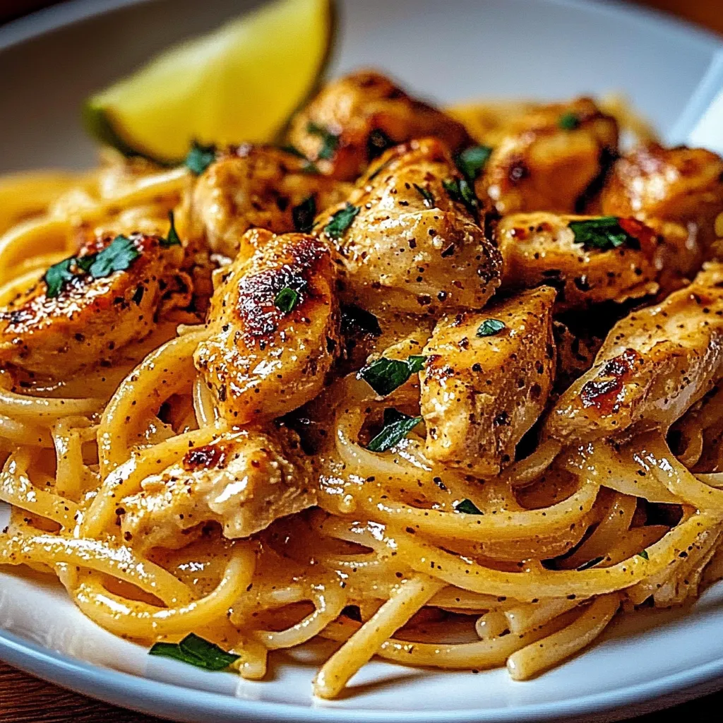 A plate of chicken and noodles.
