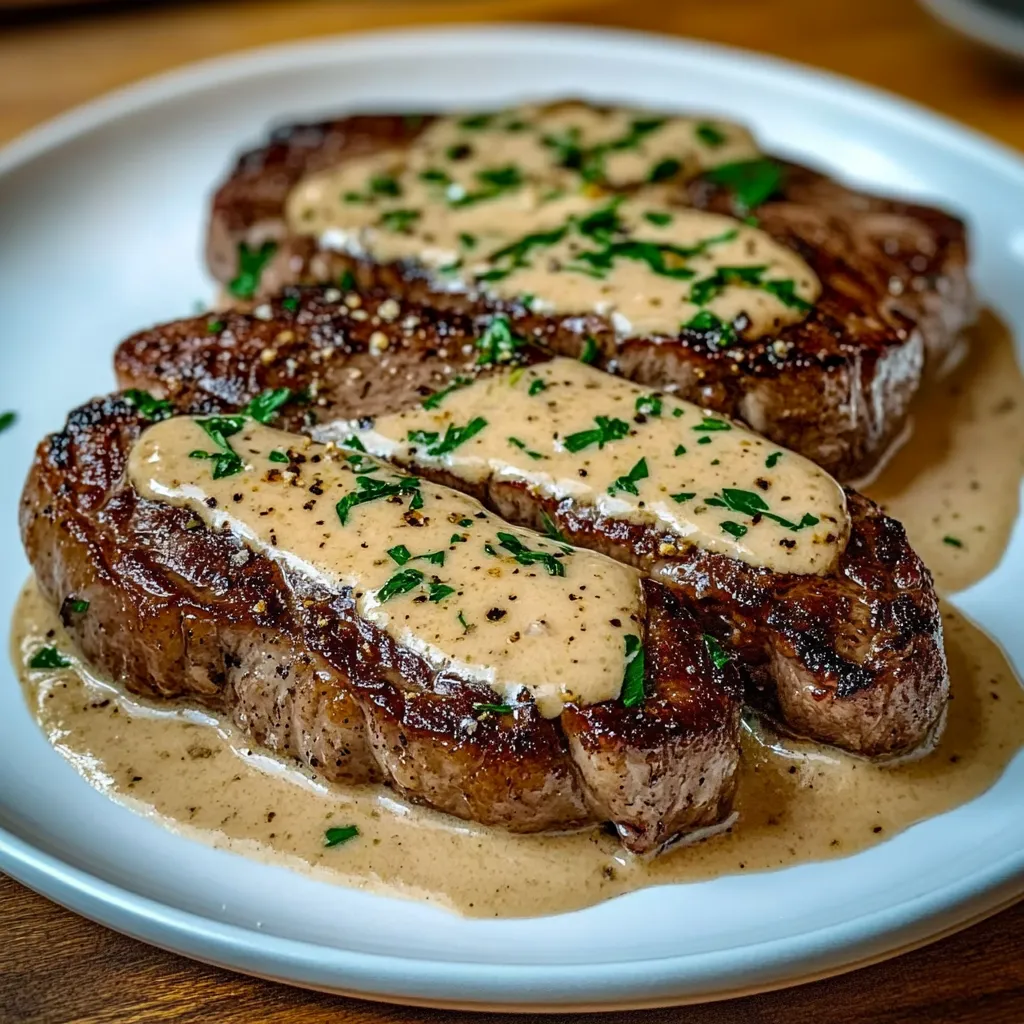 Juicy Steak with Creamy Garlic Sauce
