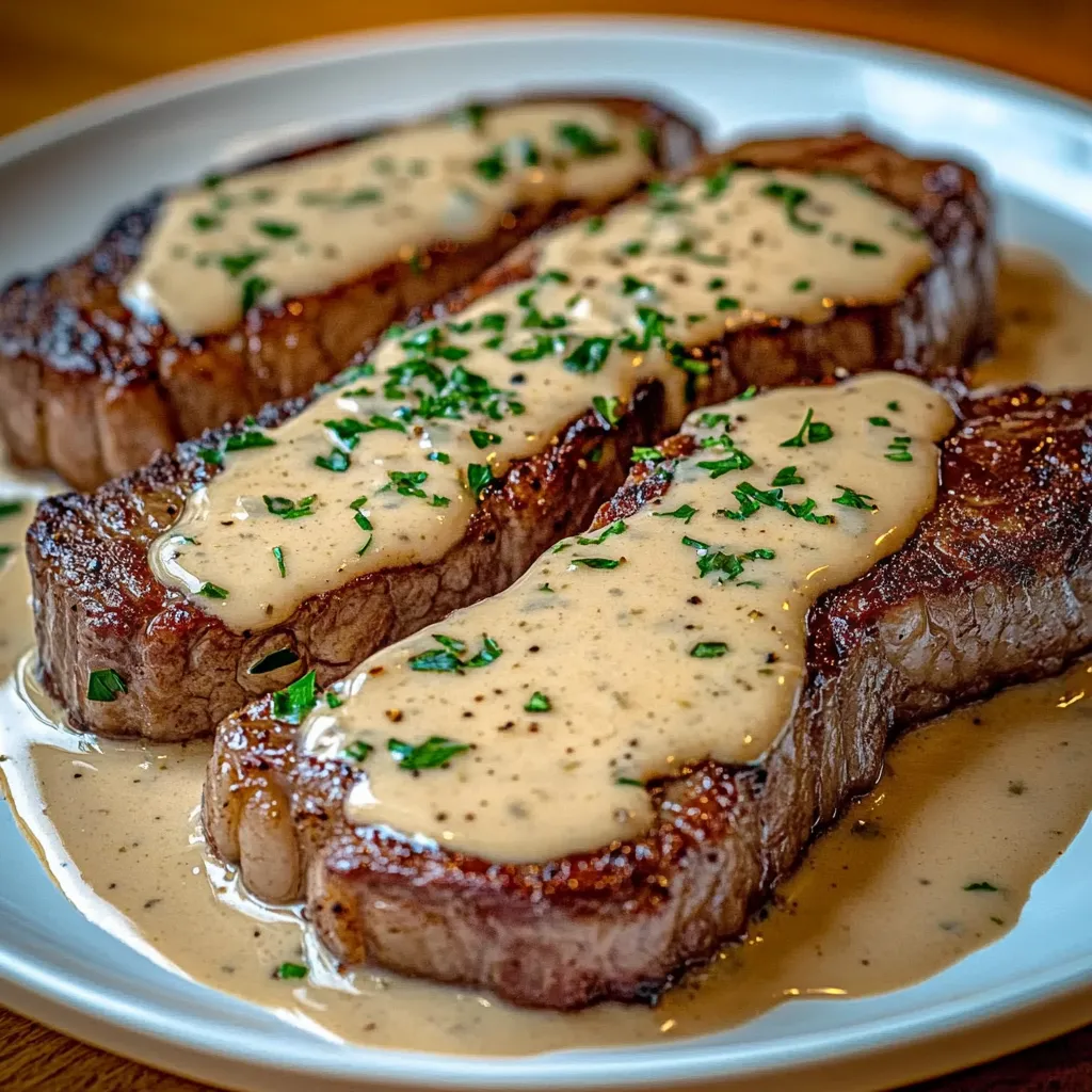 Two pieces of meat with sauce on a plate.