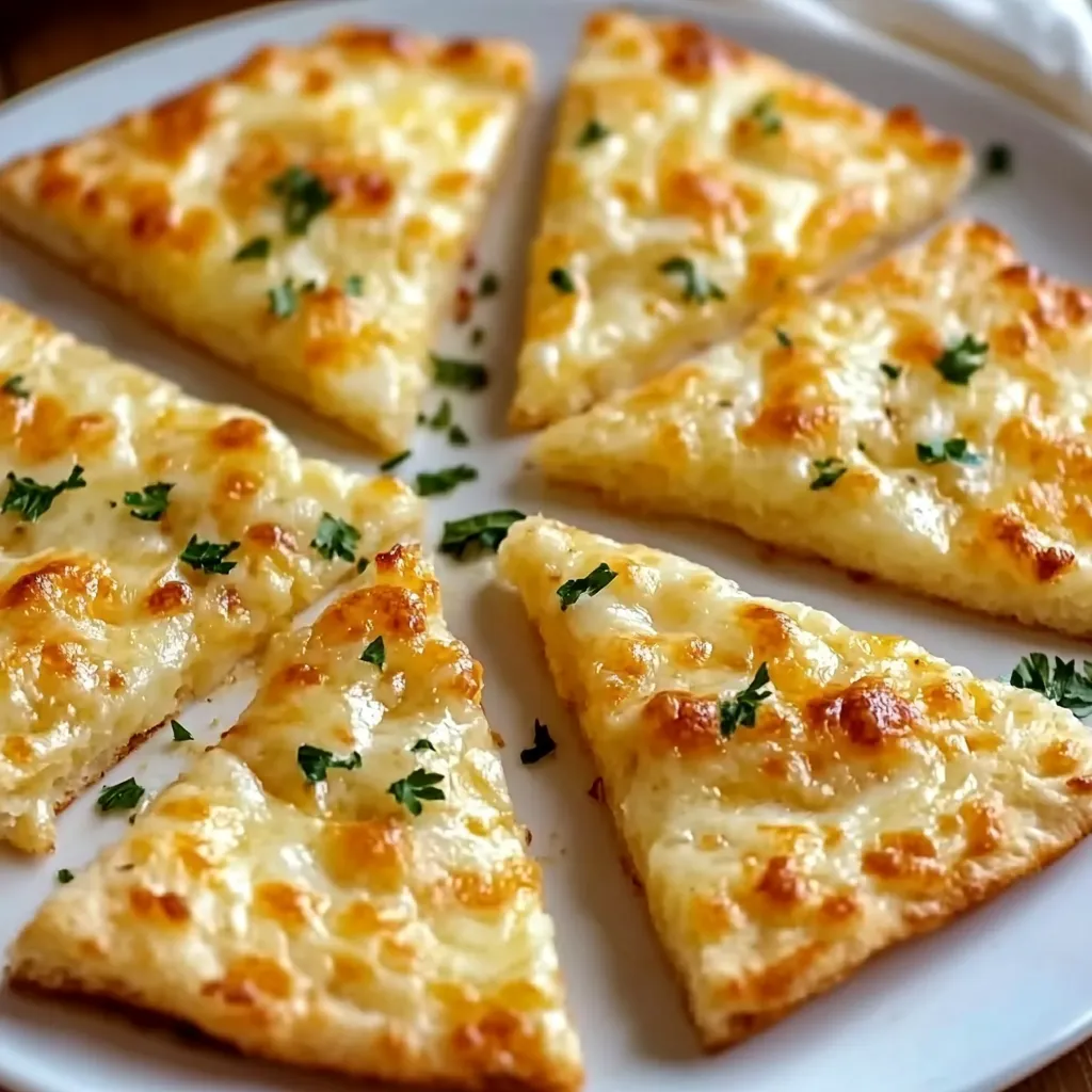 A plate of cheese pizza slices.