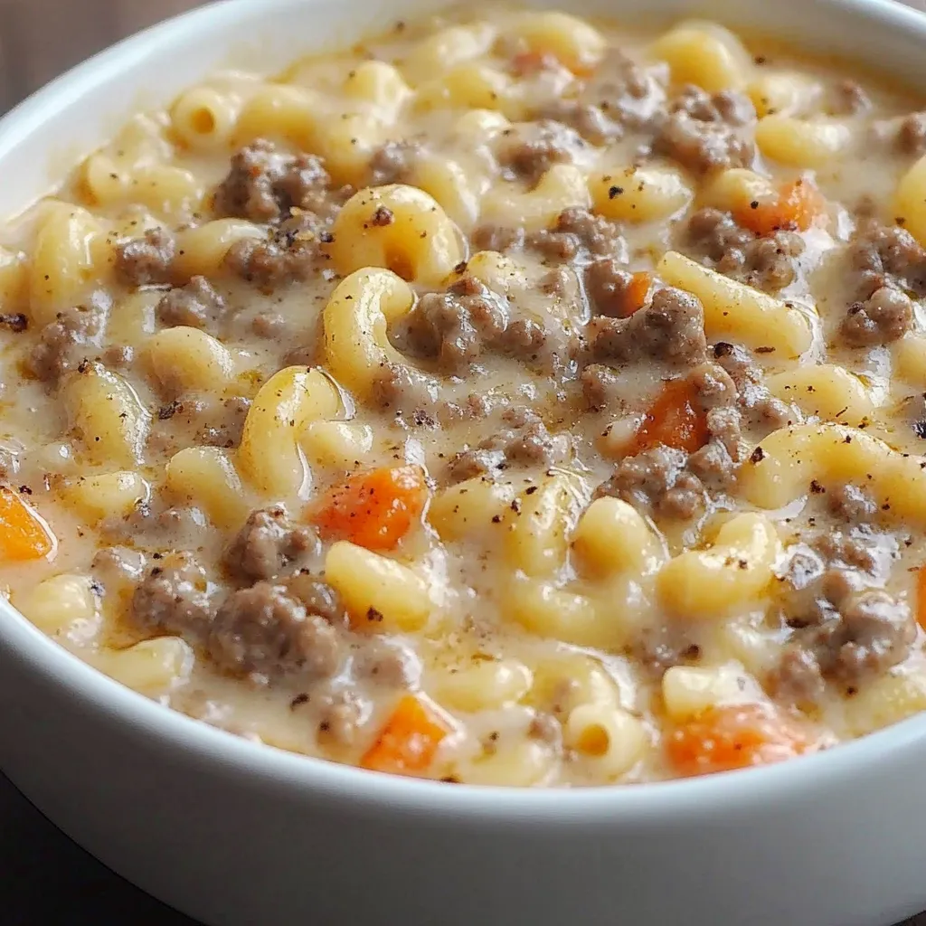 A bowl of macaroni and meat.