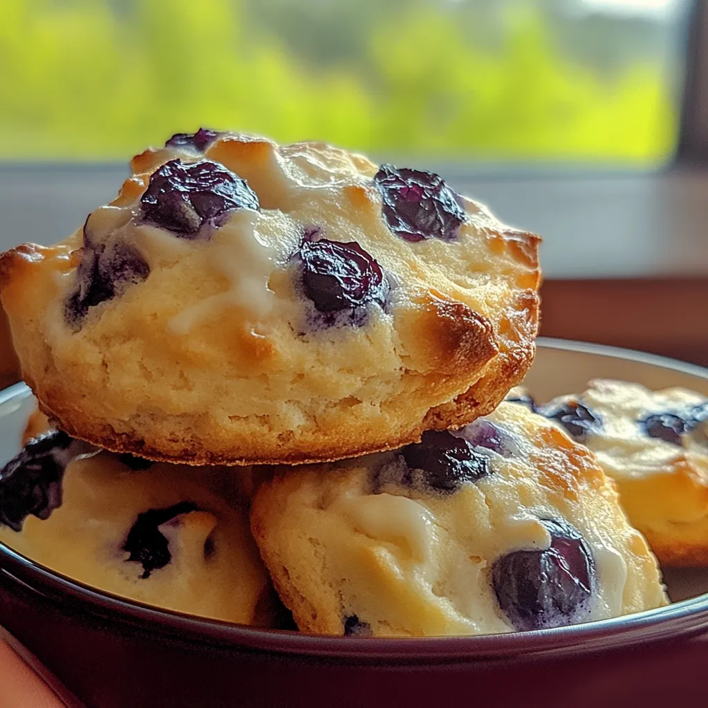A bowl of muffins with blueberries.