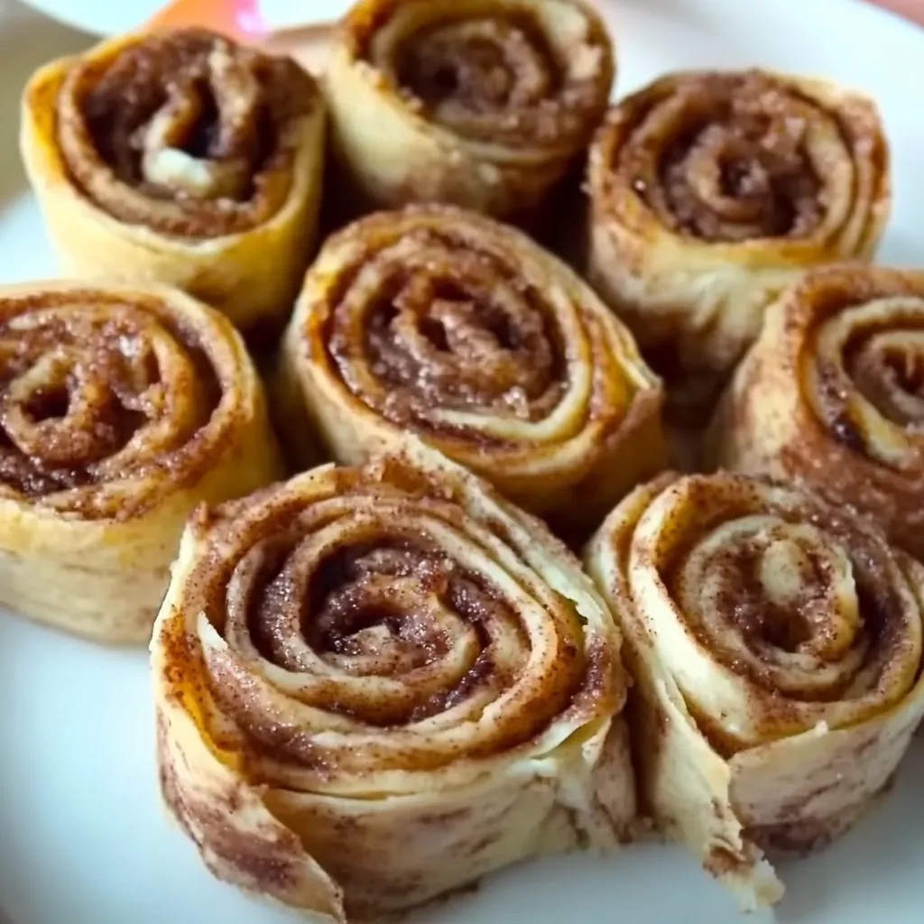 A plate of pastries with a roll on the left and a roll on the right.
