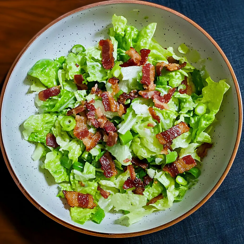 A salad with bacon and lettuce.