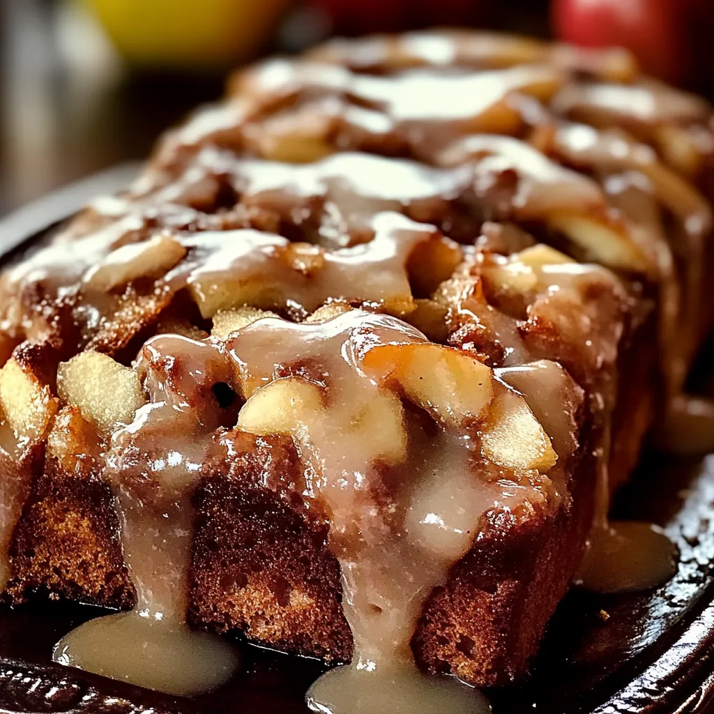A slice of cake with caramel drizzle.