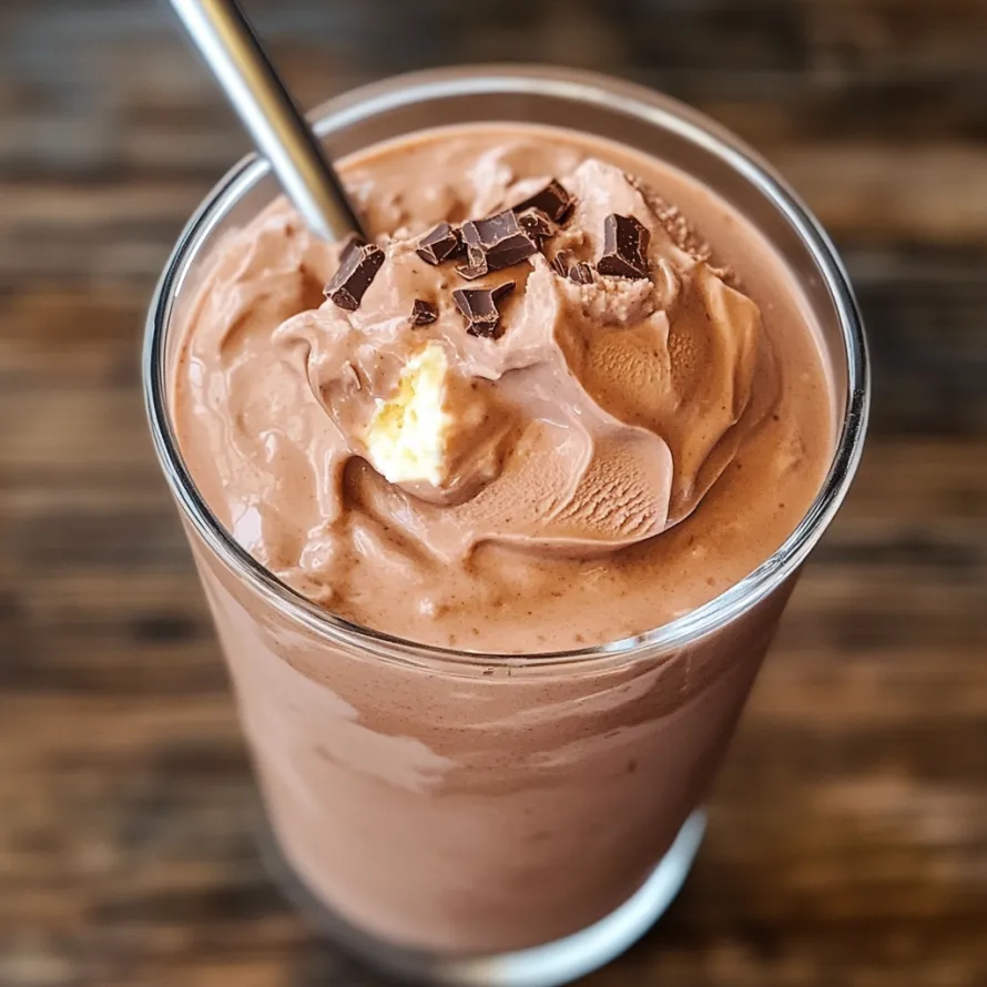 A glass of Easy Ninja Creami Copycat Frosty with a spoon in it.