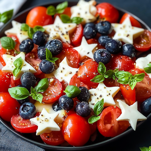 A bowl of food with stars made of tomatoes and cheese.