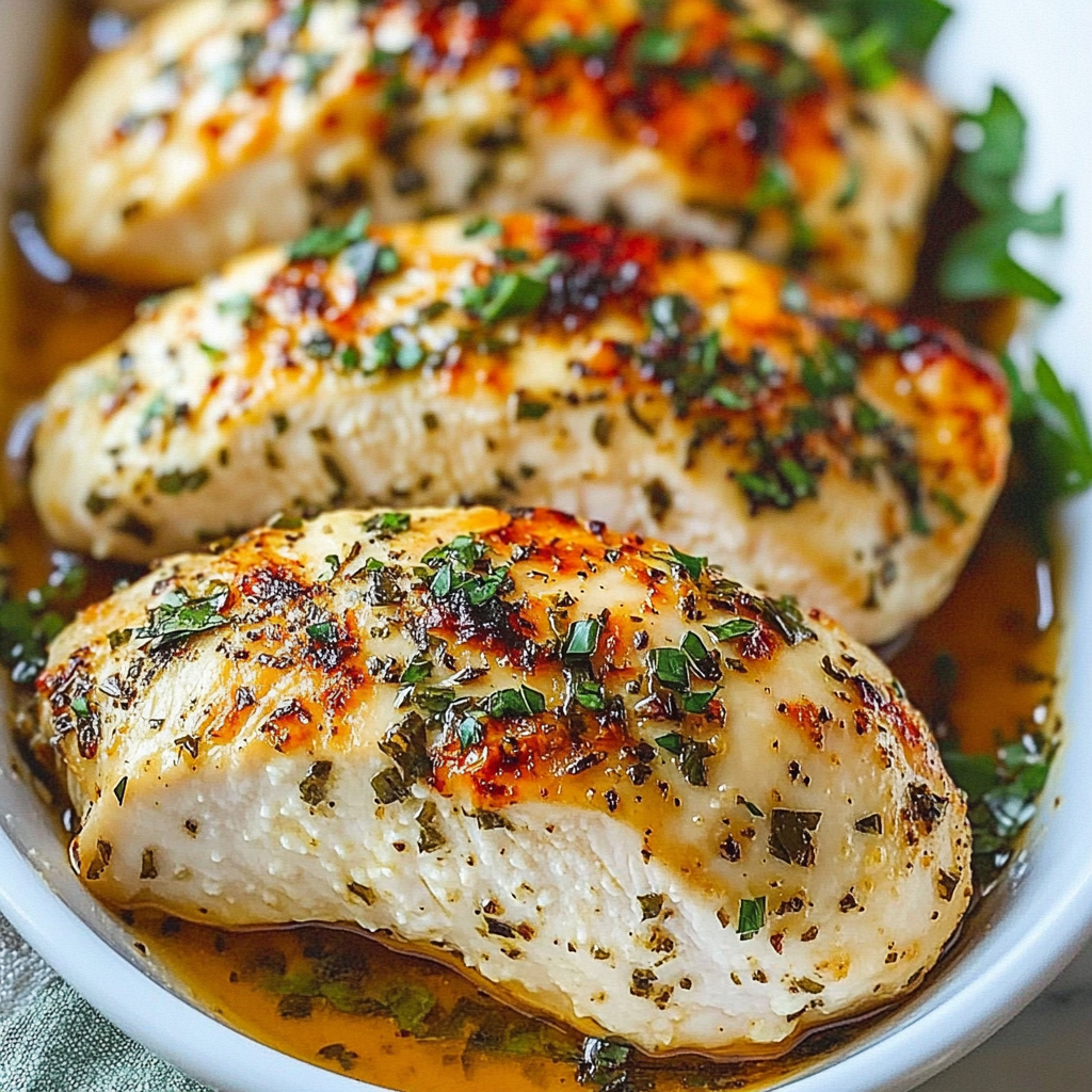 A delicious Melt In Your Mouth Chicken Breast recipe, cooked to perfection and served in a white bowl.