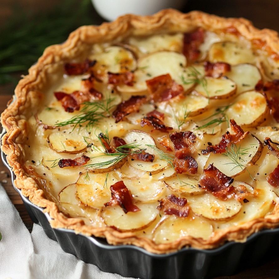 A delicious Irish Potato Pie is ready to be served.
