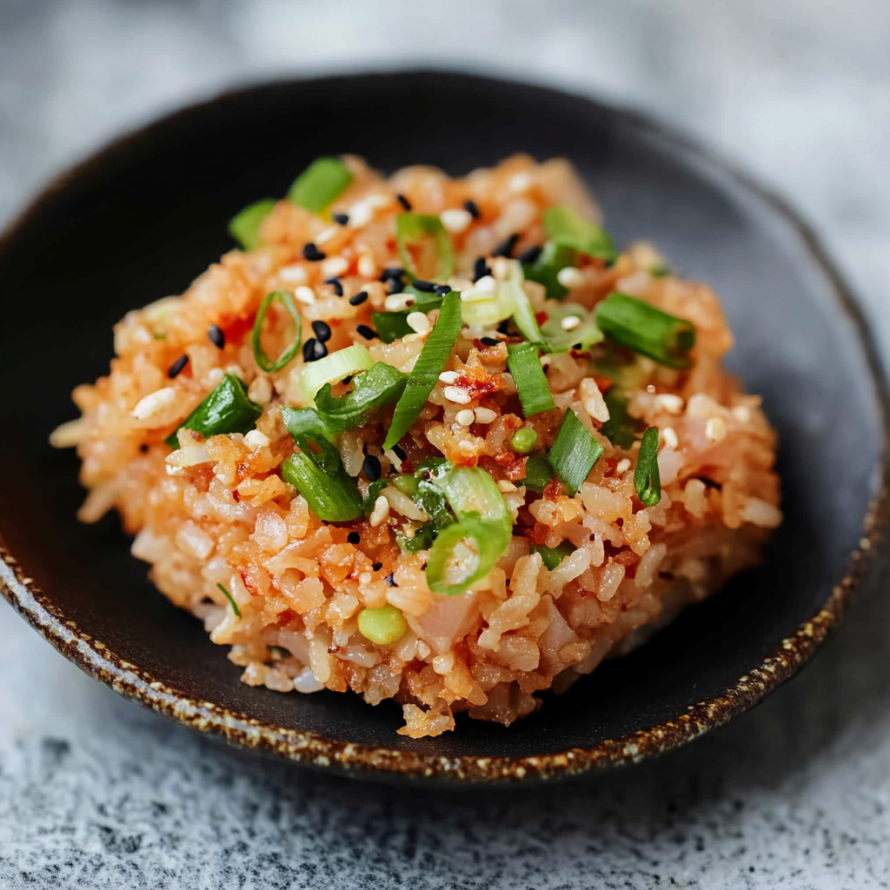 A bowl of rice with black seasoning on top.