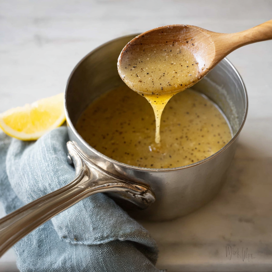 A wooden spoon is being used to stir a pot of soup.
