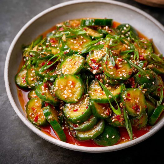 A bowl of stir fry vegetables, including green beans and peppers, is served with a spoon.