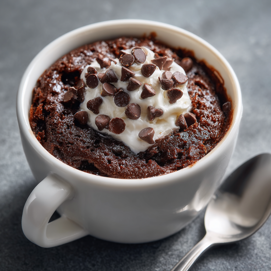 A cup of chocolate cake with whipped cream on top.