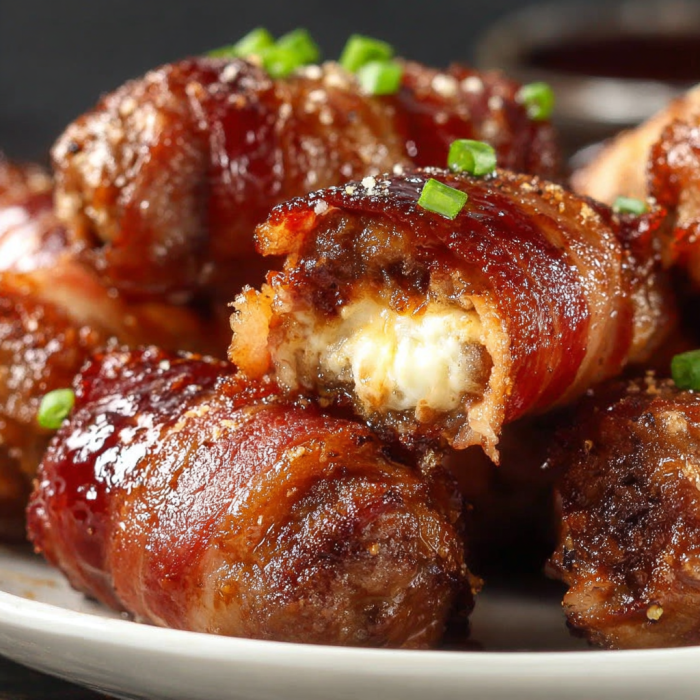 A plate of smoked bacon with green onions on top.