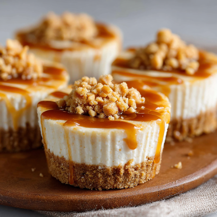 A dessert with a caramel sauce and nuts on top, served in a cup.