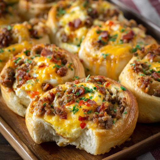 A plate of bacon and cheese stuffed bread rolls.