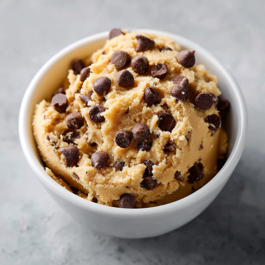 A bowl of chocolate chip cookie ice cream.