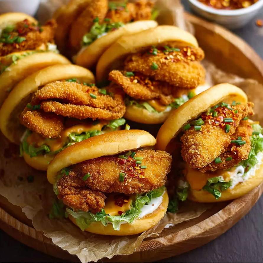 A plate of Hot Chili Chicken Burgers with lettuce and tomato.