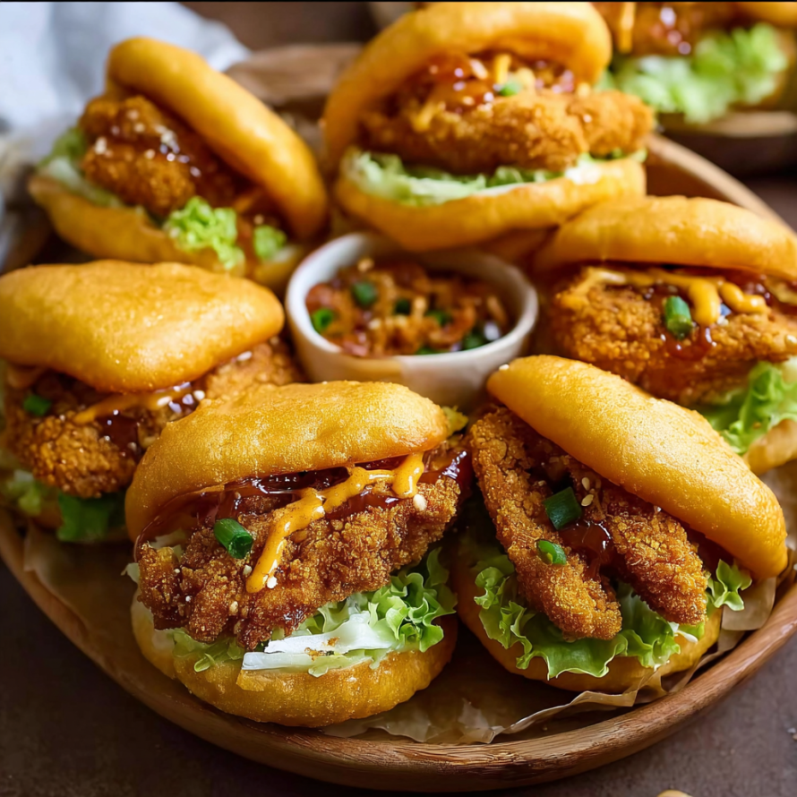 A plate of sandwiches with various toppings, including lettuce, tomato, and sauce.