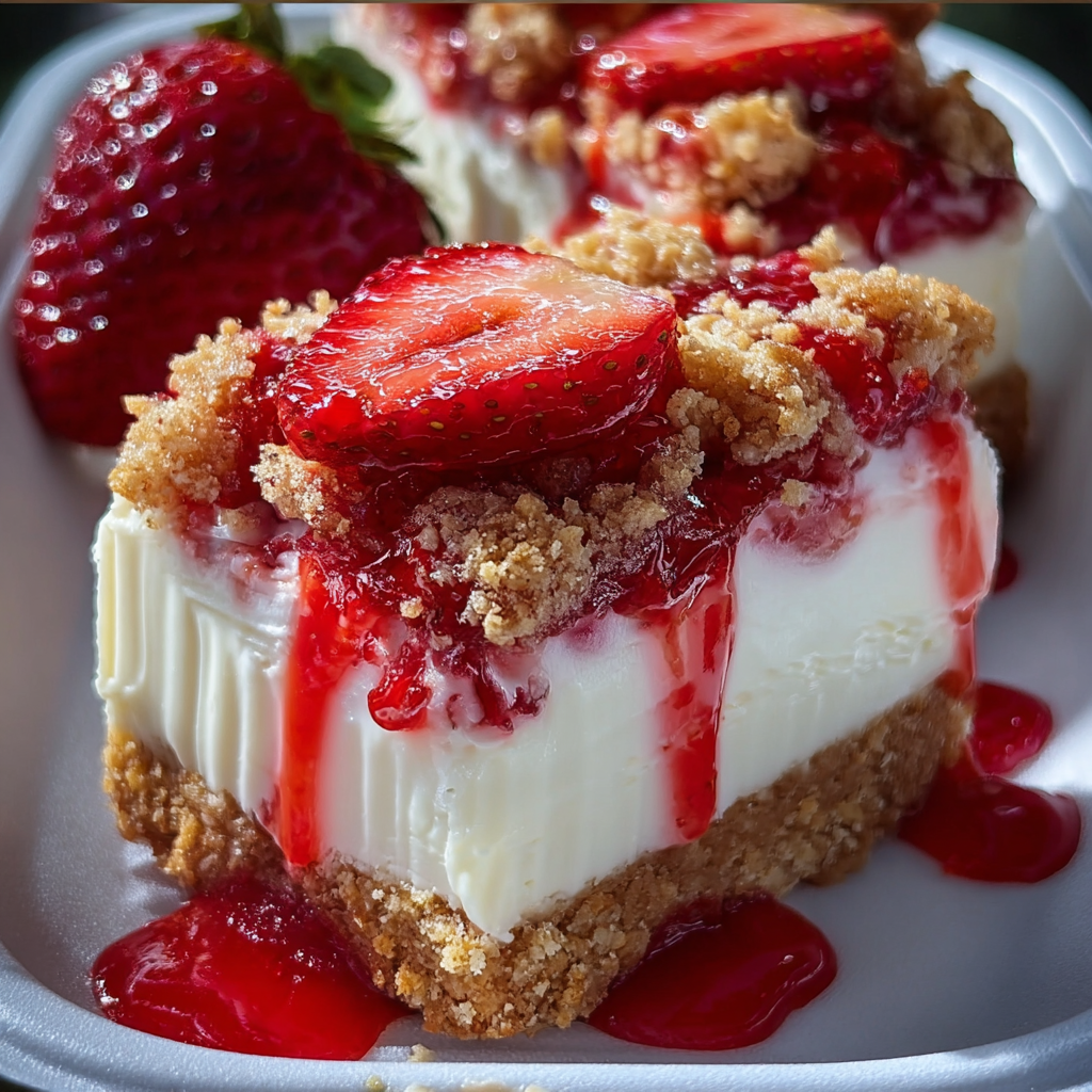 A delicious dessert made with strawberries and crunchy toppings.