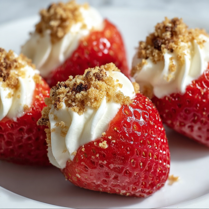 A plate of strawberries with whipped cream on top, ready to be eaten.