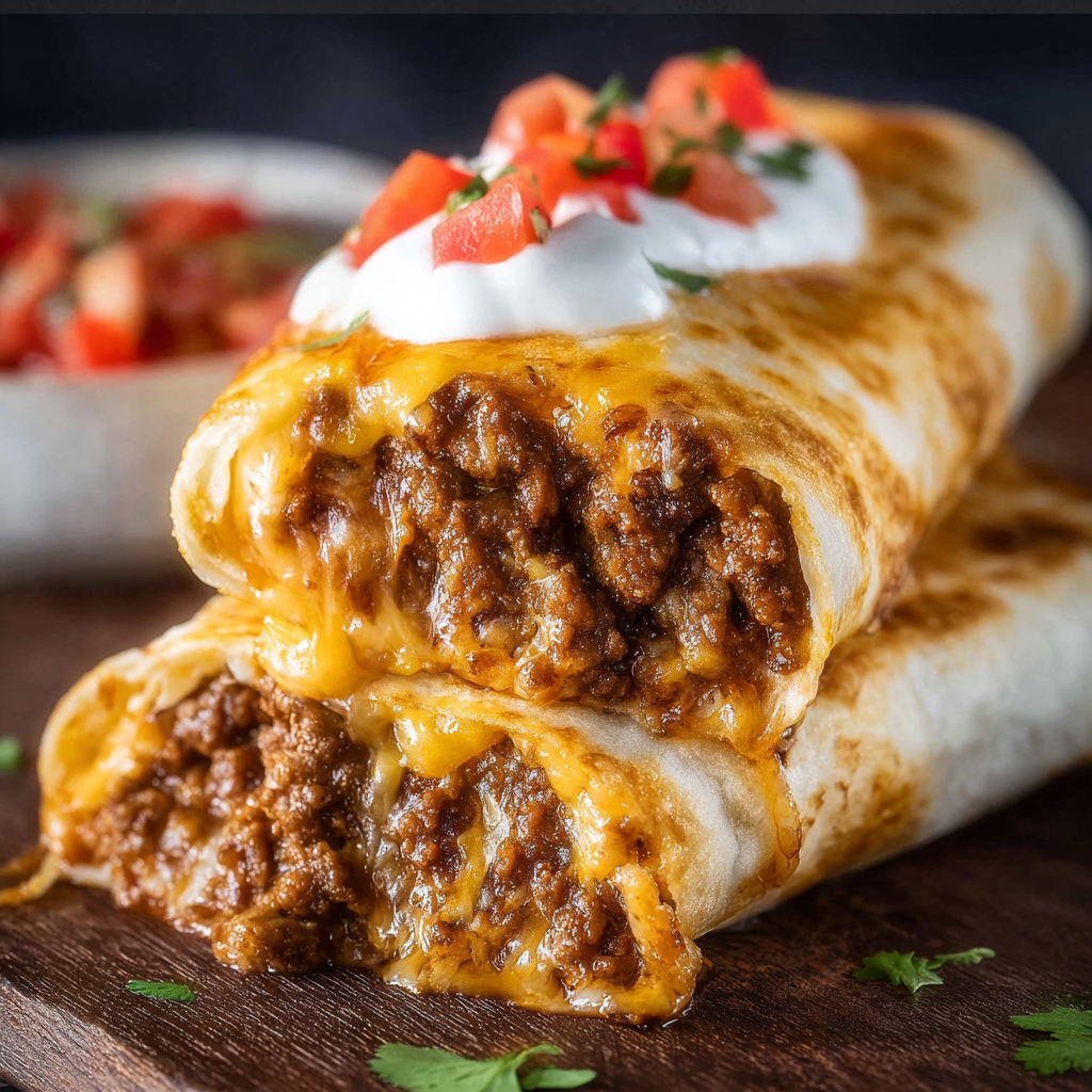 A delicious Mexican dish, Chicken Enchilada, is served on a wooden table.