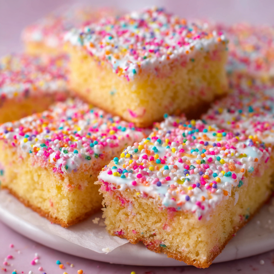 A plate of cake with sprinkles on it.