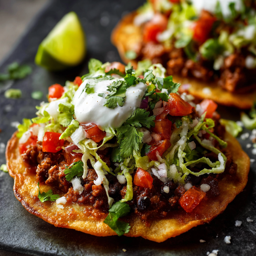 A delicious Mexican dish made with chicken, tomatoes, lettuce, and cheese, served on a tortilla.