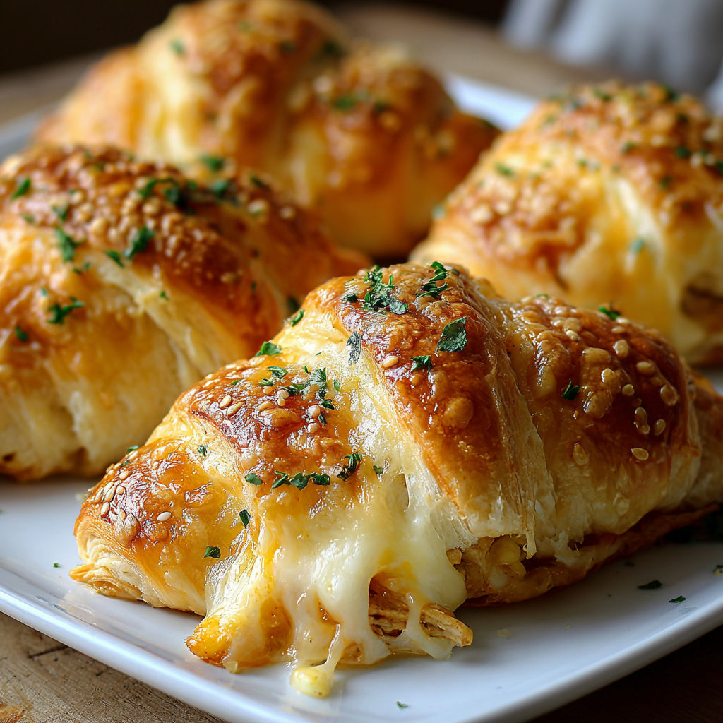 A plate of cheese-filled pastries, also known as quiches, is displayed on a wooden table.