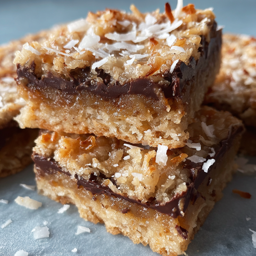 A delicious dessert made with coconut and toffee bars.