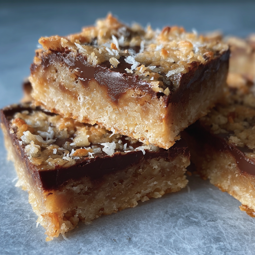 A delicious dessert made with coconut and toffee bars.