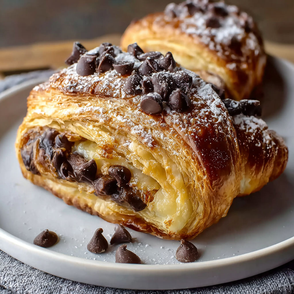 A plate of chocolate covered cream filled pastries.